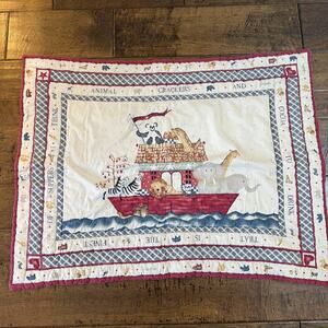 Vintage Lambs & Ivy Noahs Ark Baby Blanket Quilt Animal Crackers Cocoa 90s